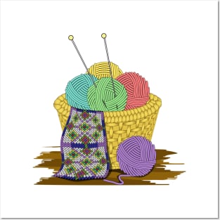 Yarn Basket - Knitting Posters and Art